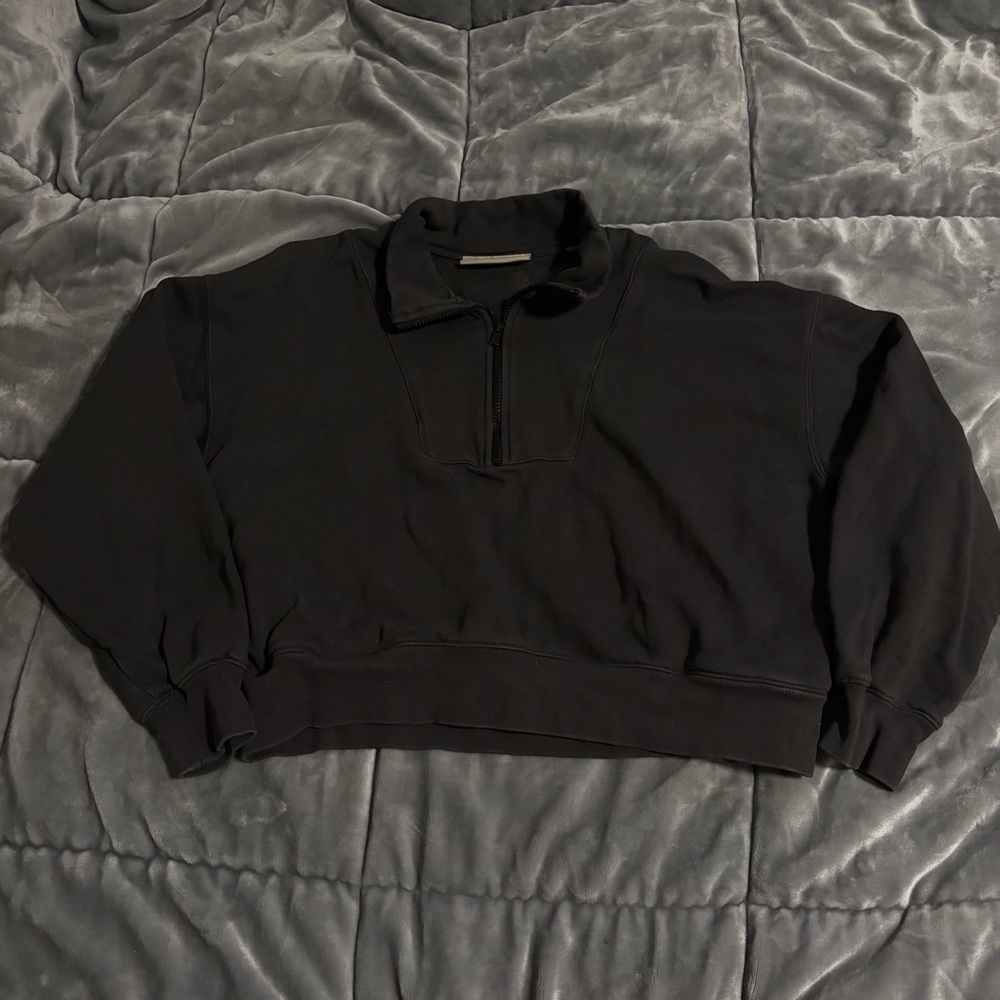 ESSENTIALS FOG, 1/4 Zip Crewneck. Dark Slate Grey